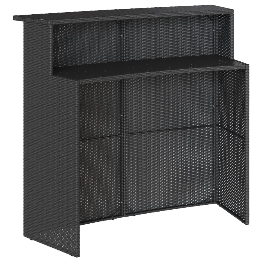 Set Bar da Giardino 5 pz con Cuscini in Polyrattan Nero