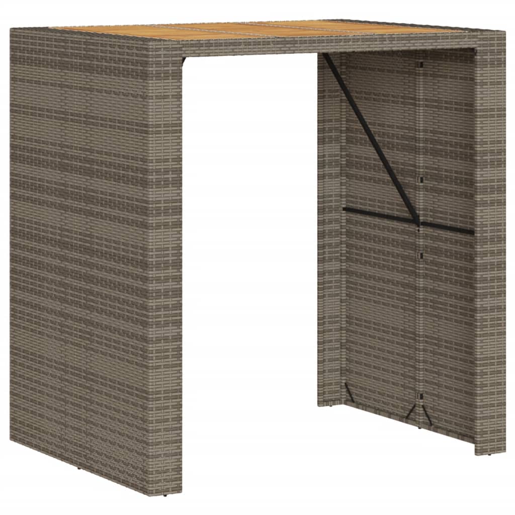 Set Bar da Giardino 5 pz con Cuscini in Polyrattan Grigio
