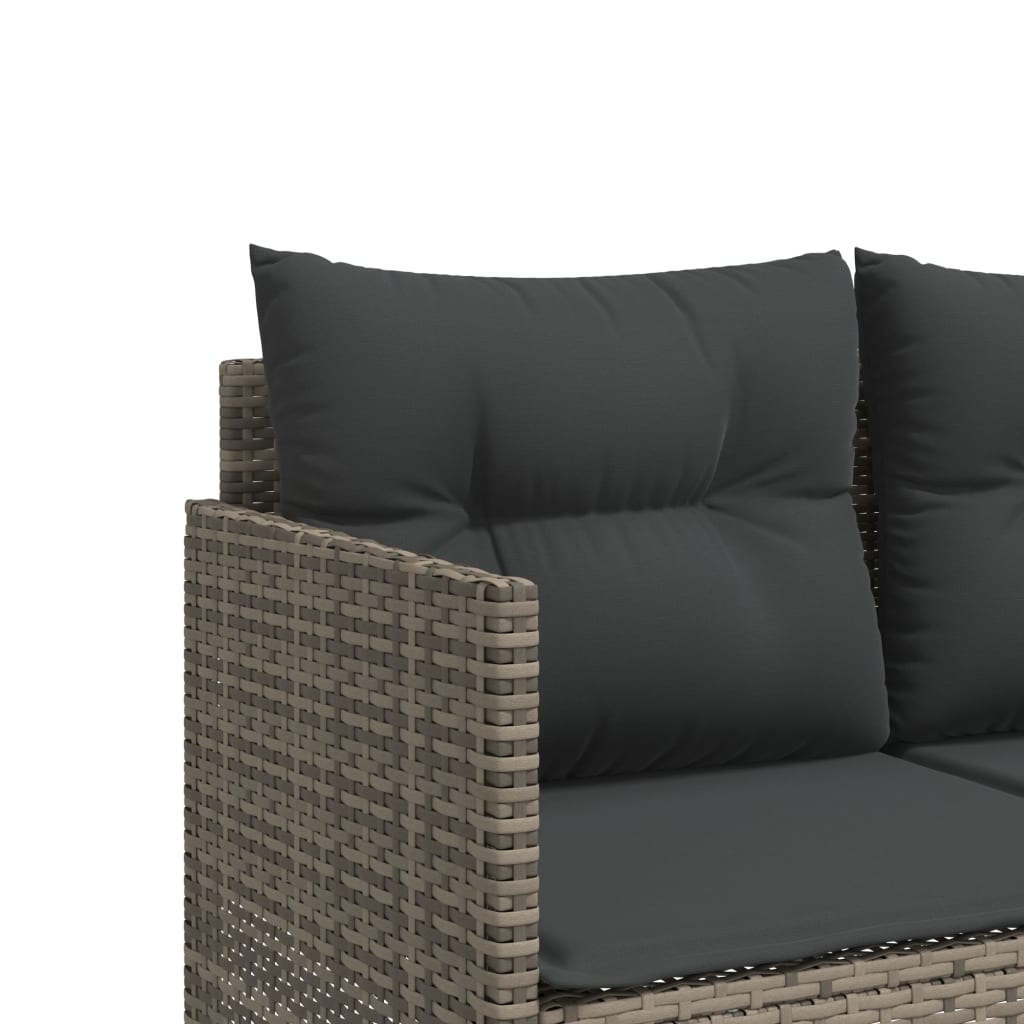 Set Divano da Giardino 5 pz con Cuscini Grigio in Polyrattan