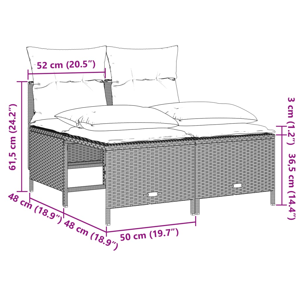 Set Divano da Giardino 5pz con Cuscini Grigio Chiaro Polyrattan