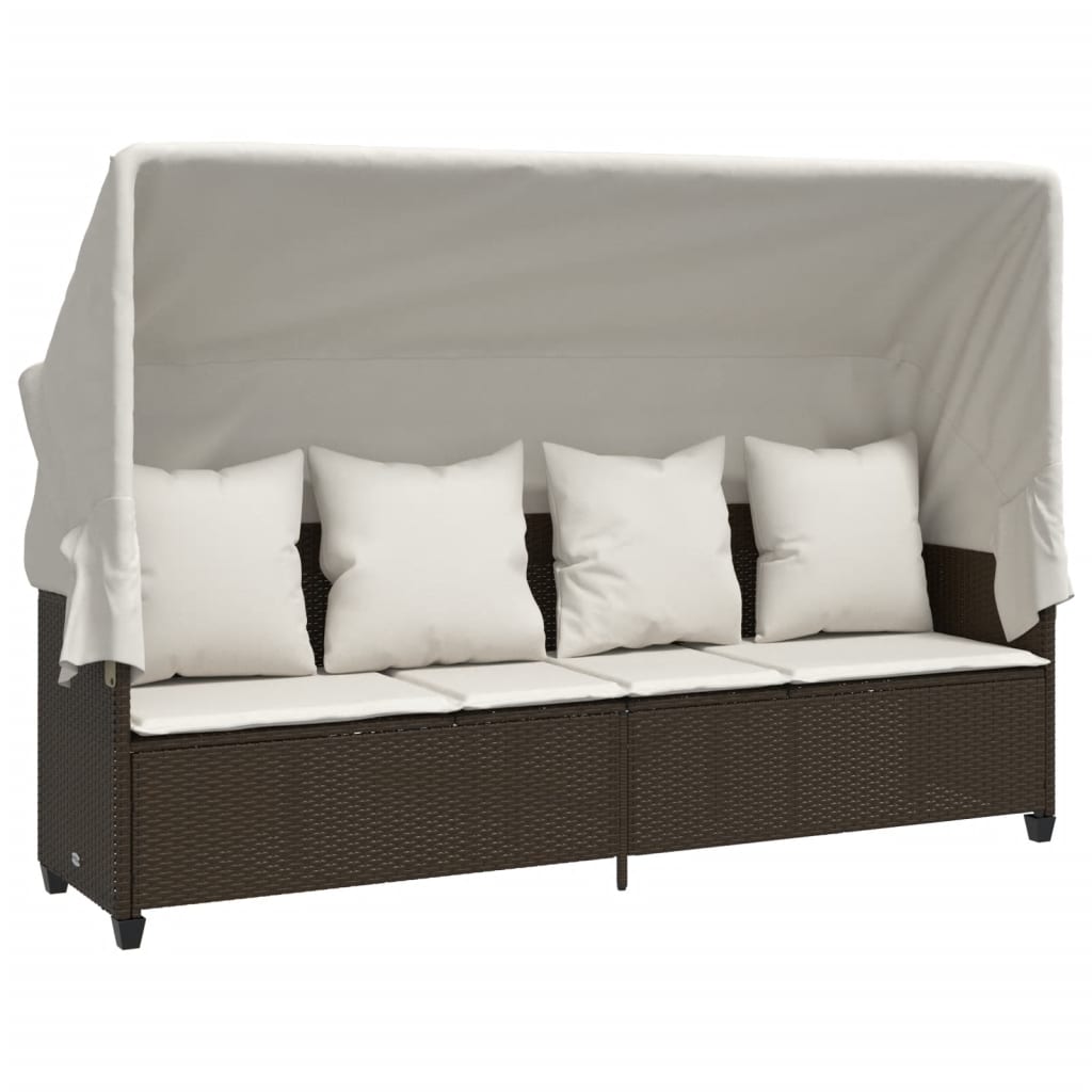 Set Divano da Giardino 5 pz con Cuscini Marrone in Polyrattan