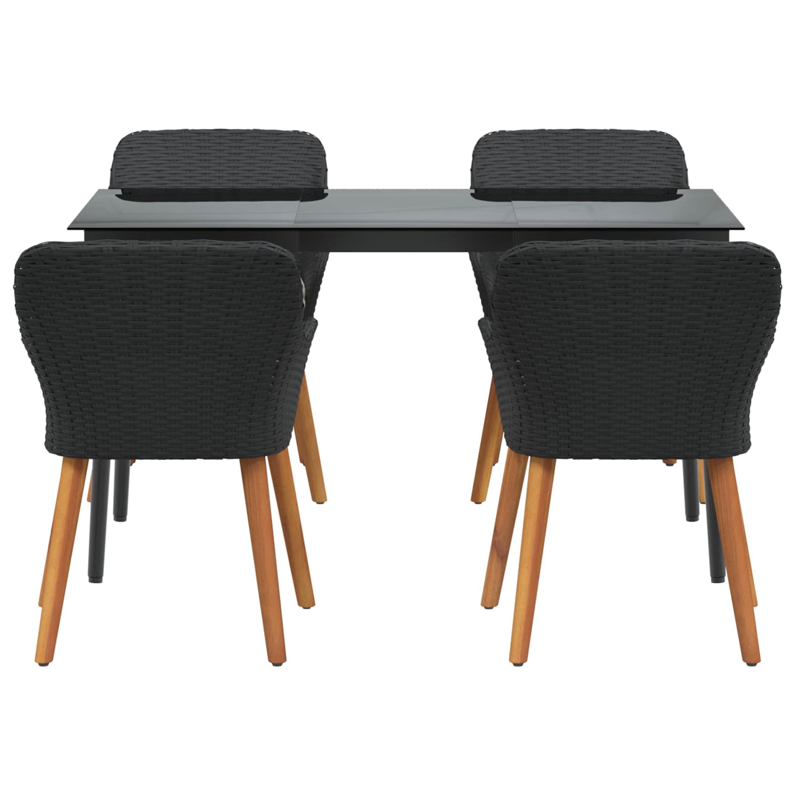 Set da Pranzo per Giardino 5 pz Nero polyrattan