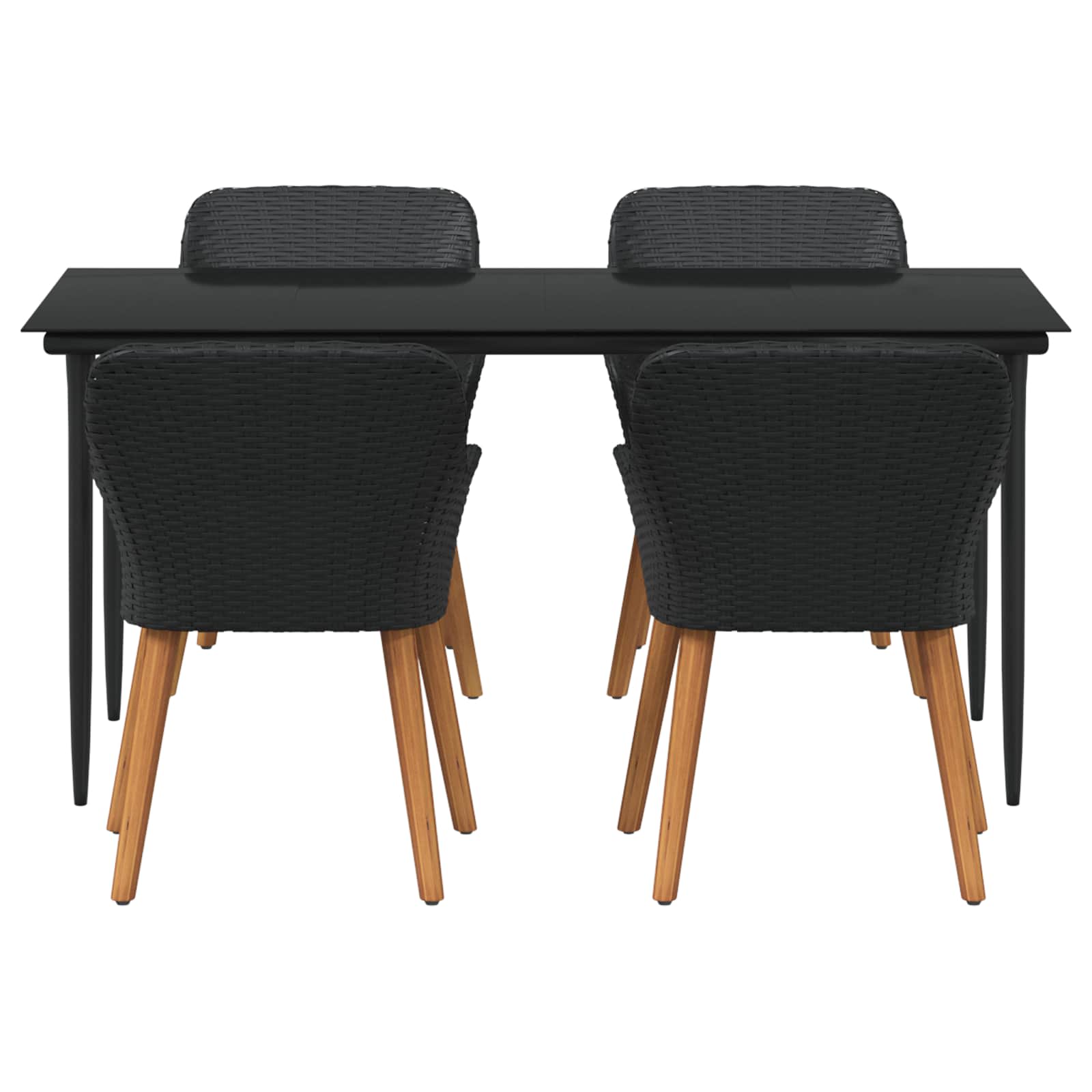 Set da Pranzo per Giardino 5 pz Nero polyrattan