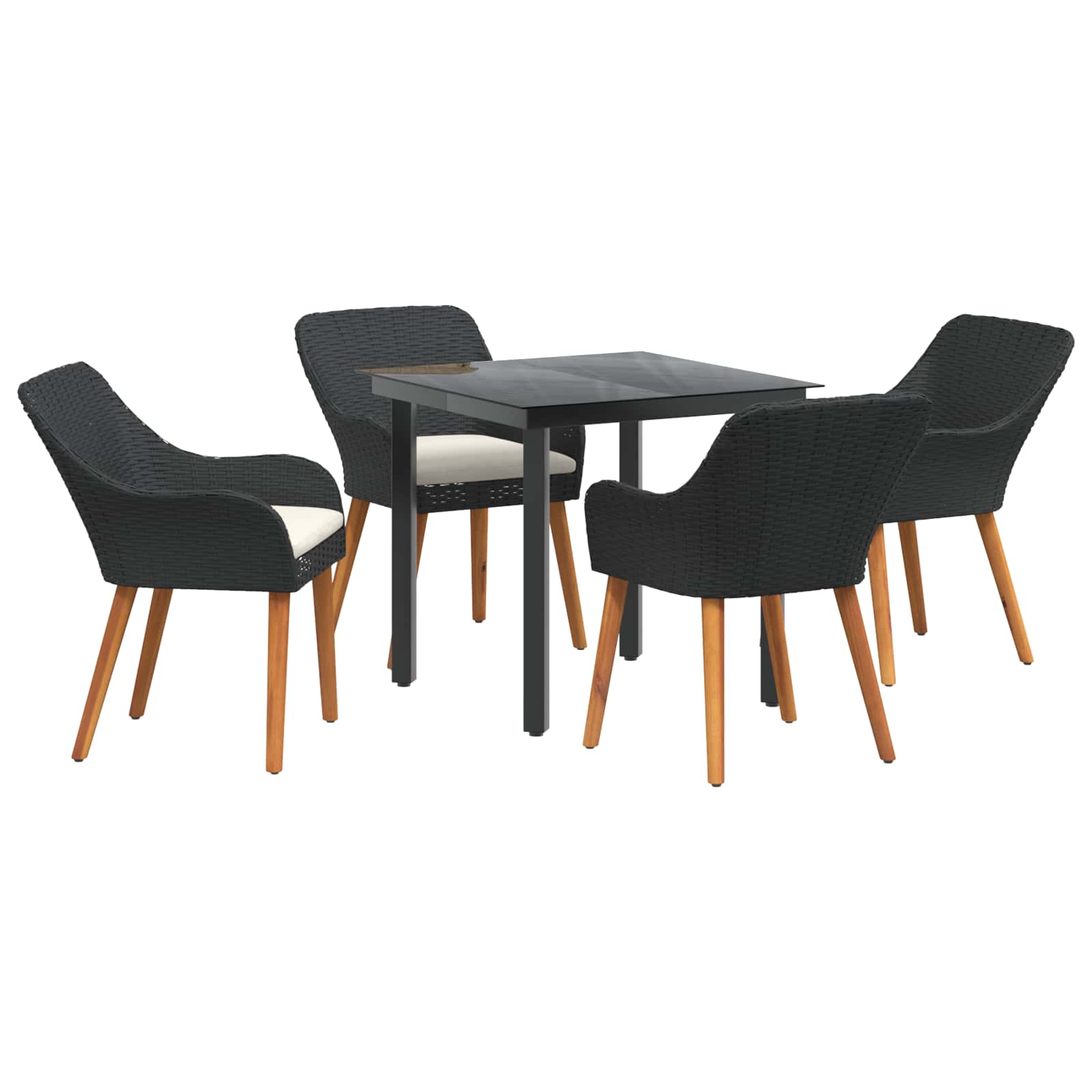 Set da Pranzo per Giardino 5 pz Nero polyrattan