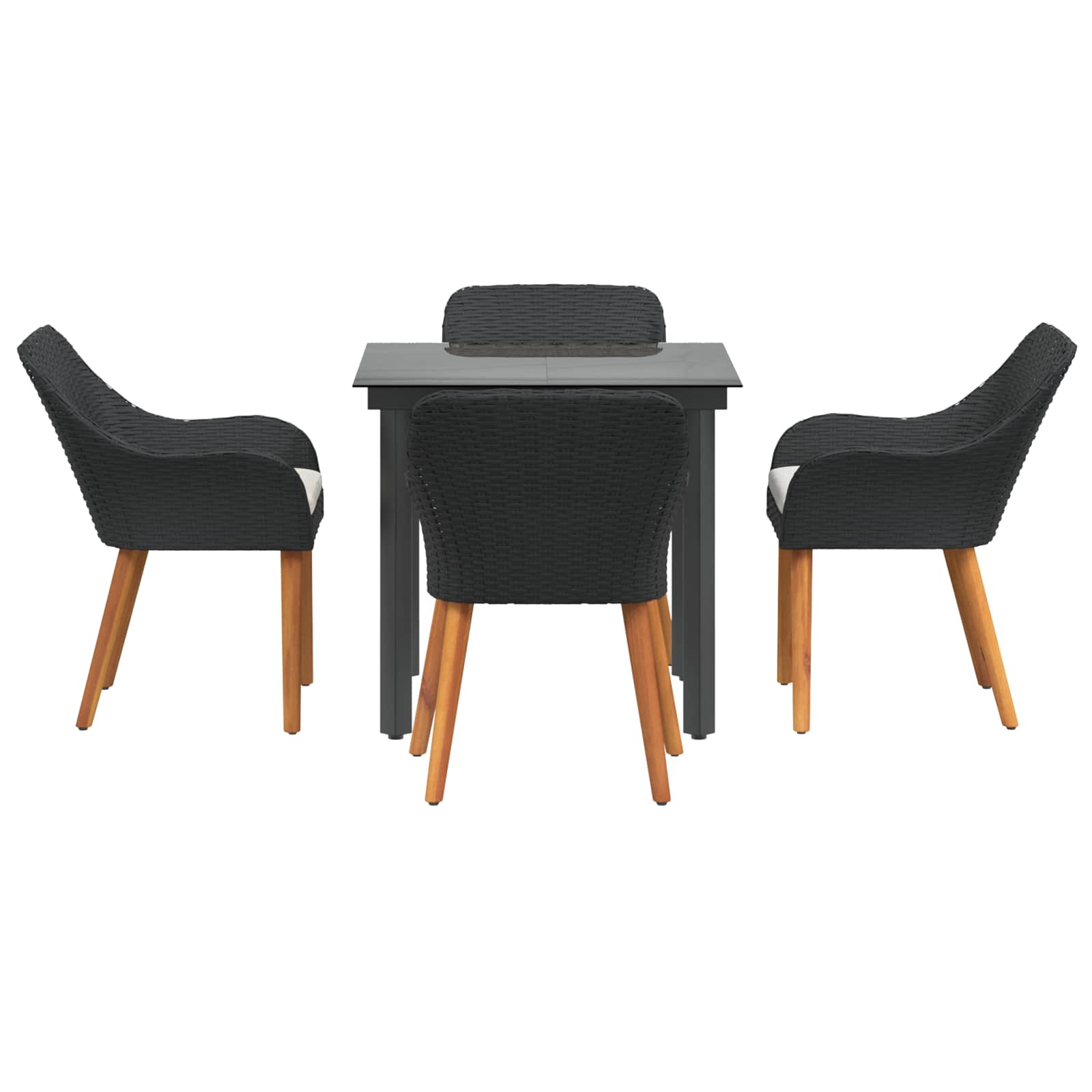 Set da Pranzo per Giardino 5 pz Nero polyrattan