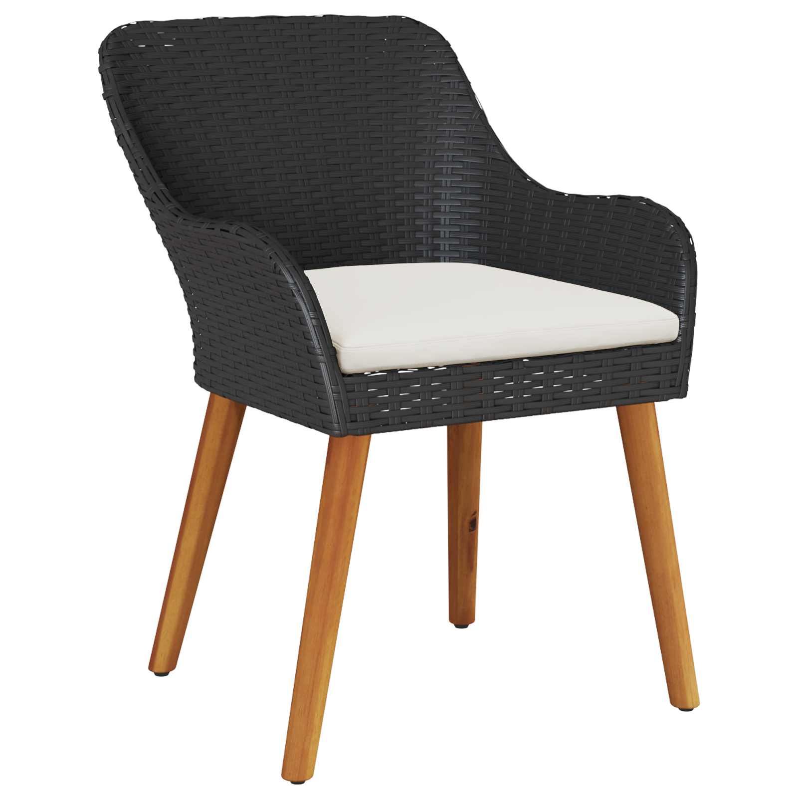 Set da Pranzo per Giardino 5 pz Nero polyrattan