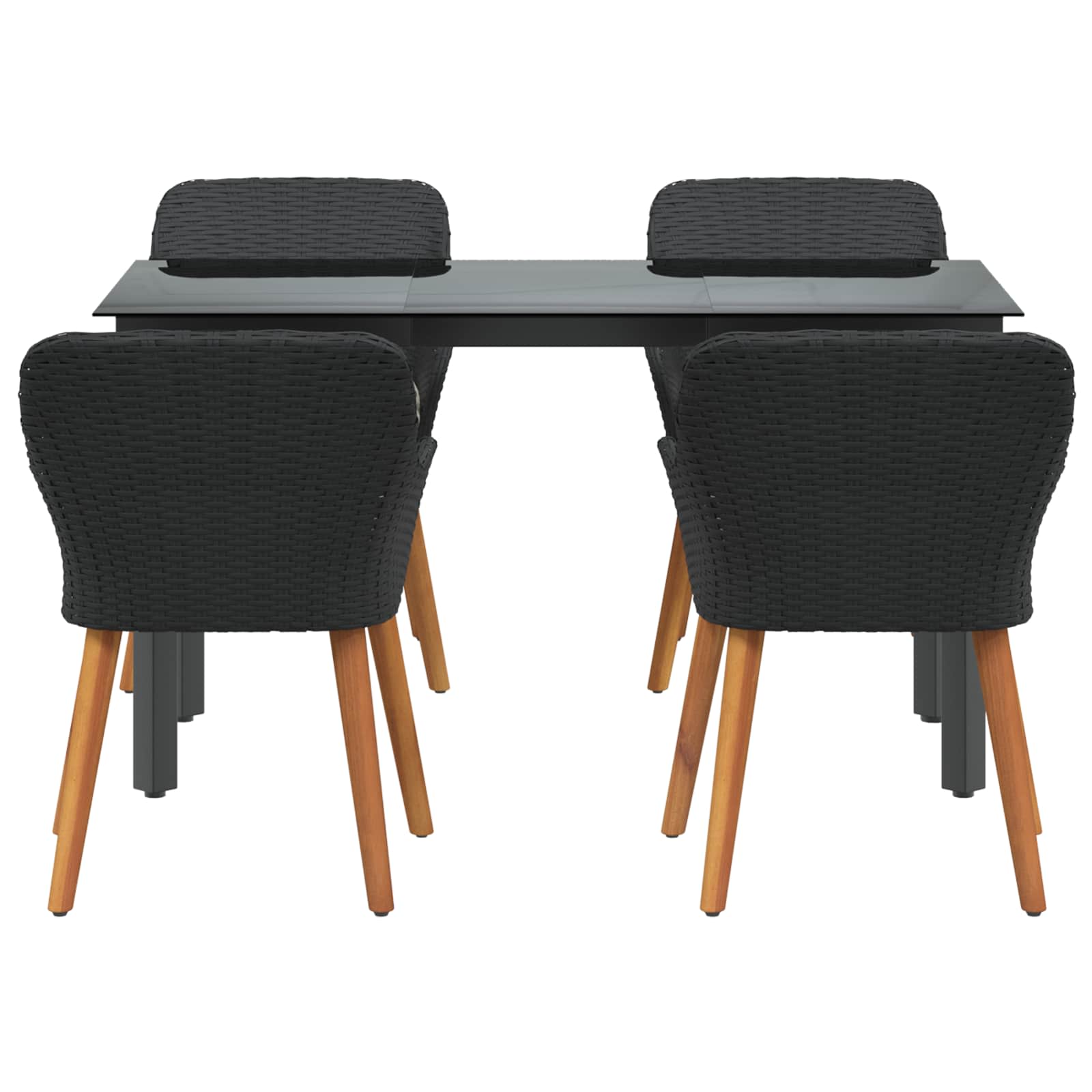 Set da Pranzo per Giardino 5 pz Nero polyrattan