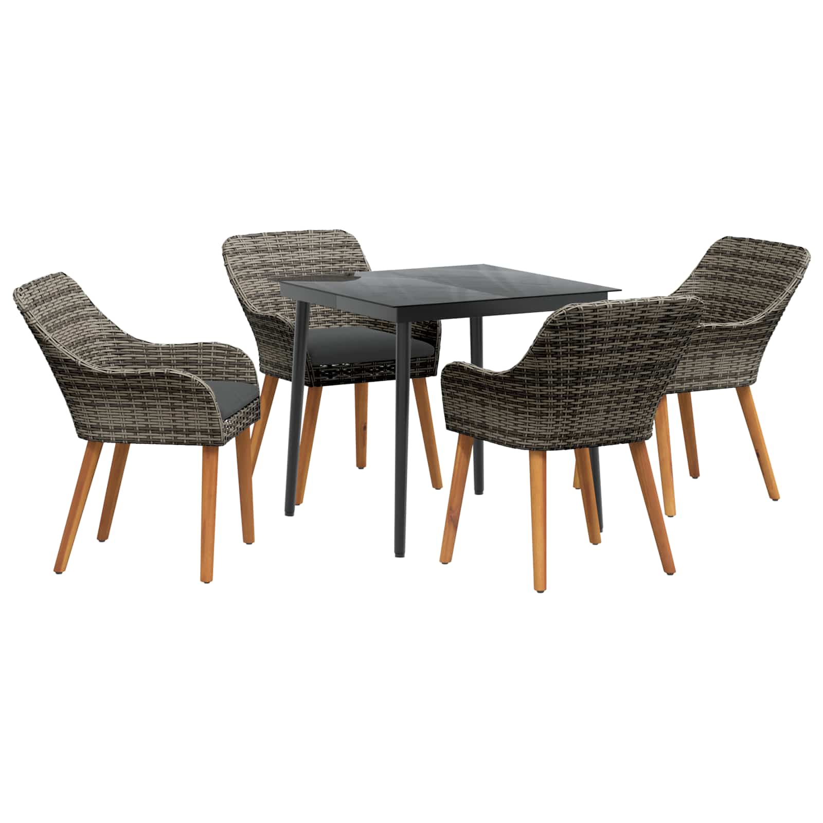 Set da Pranzo per Giardino 5 pz Grigio polyrattan