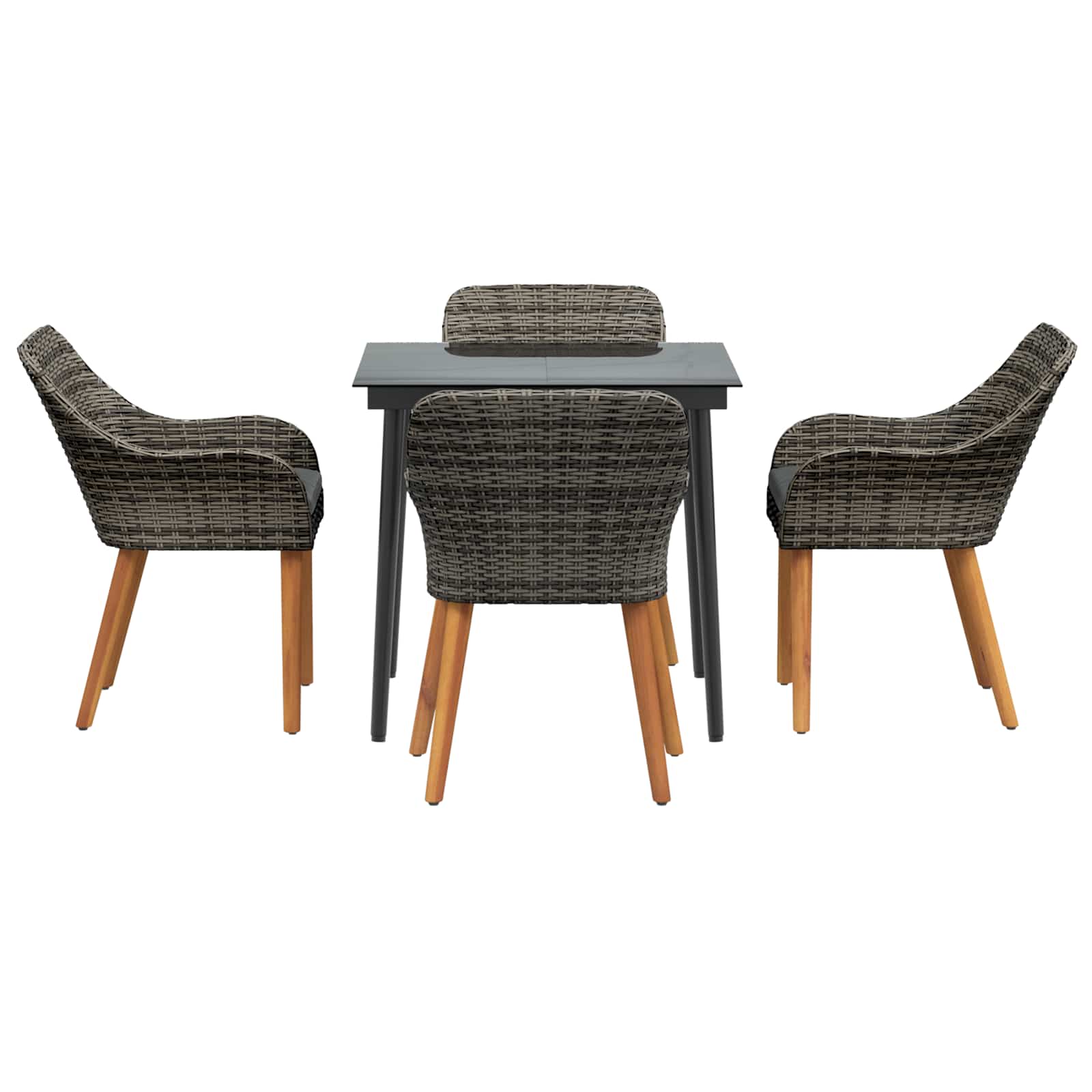 Set da Pranzo per Giardino 5 pz Grigio polyrattan