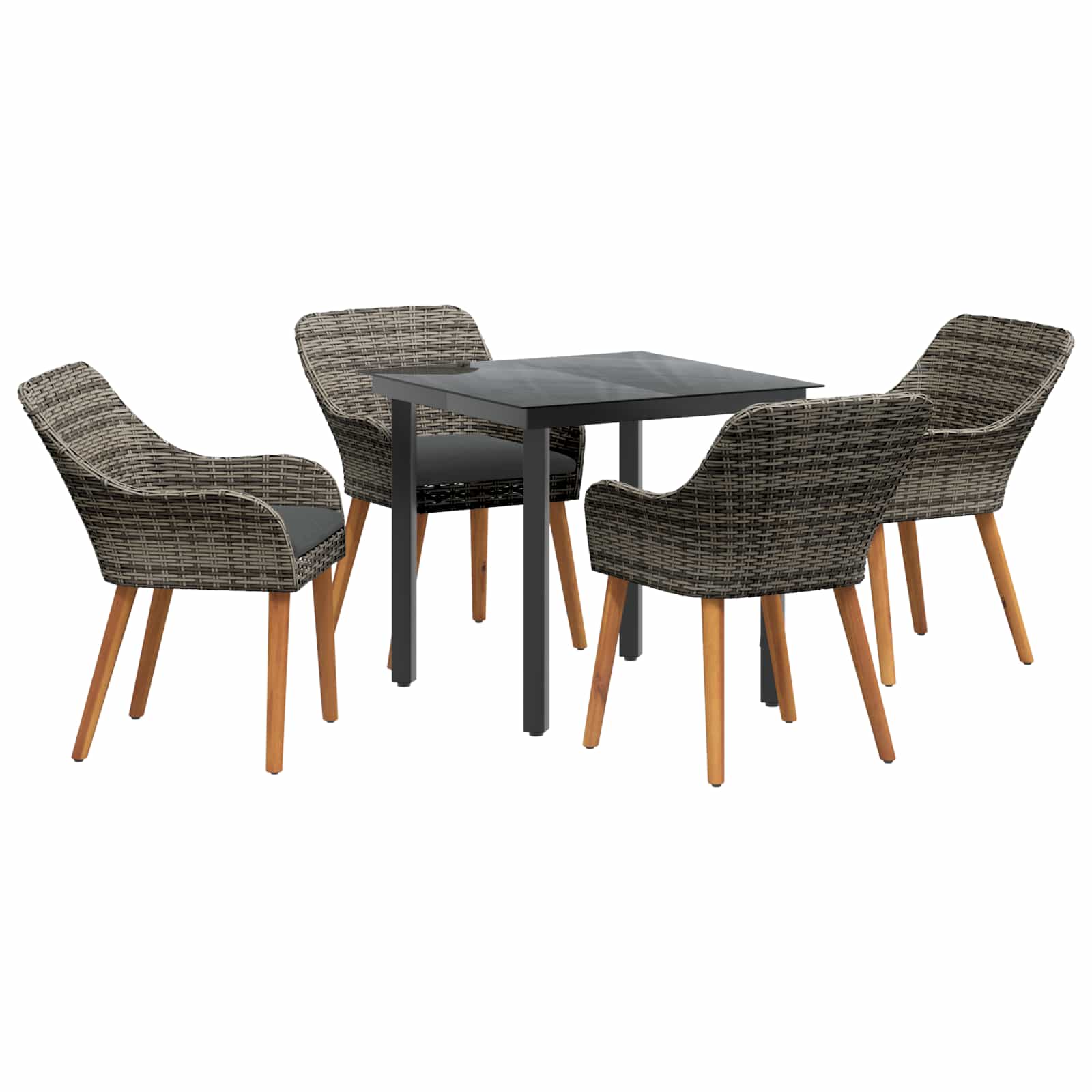 Set da Pranzo per Giardino 5 pz Grigio polyrattan