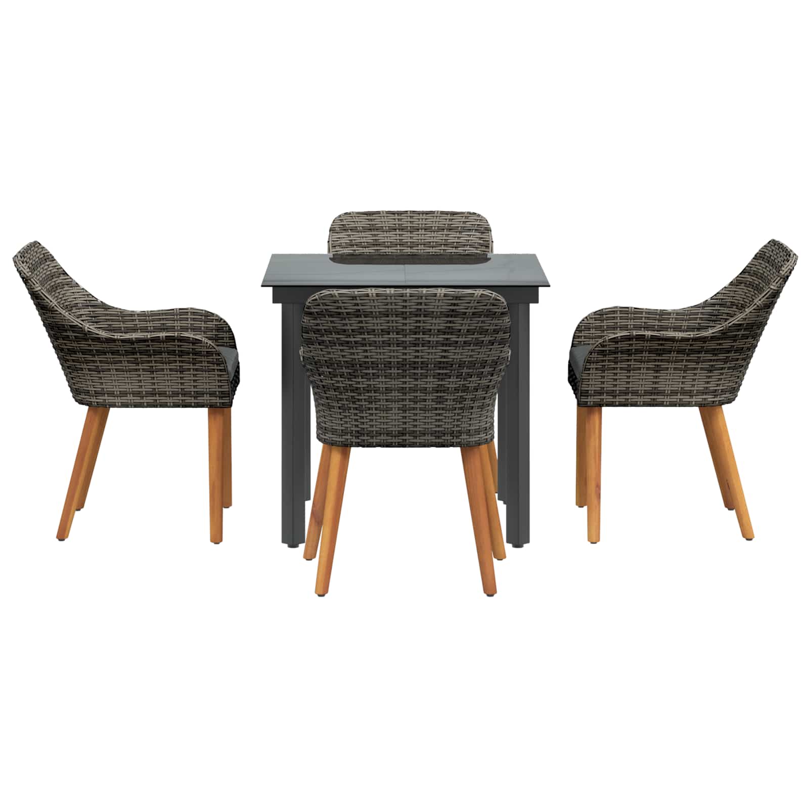 Set da Pranzo per Giardino 5 pz Grigio polyrattan