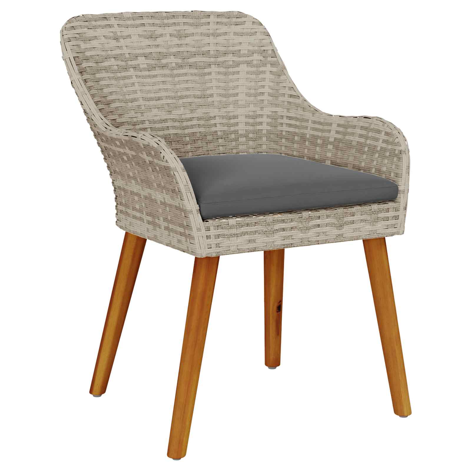 Set da Pranzo per Giardino 5 pz Grigio chiaro polyrattan