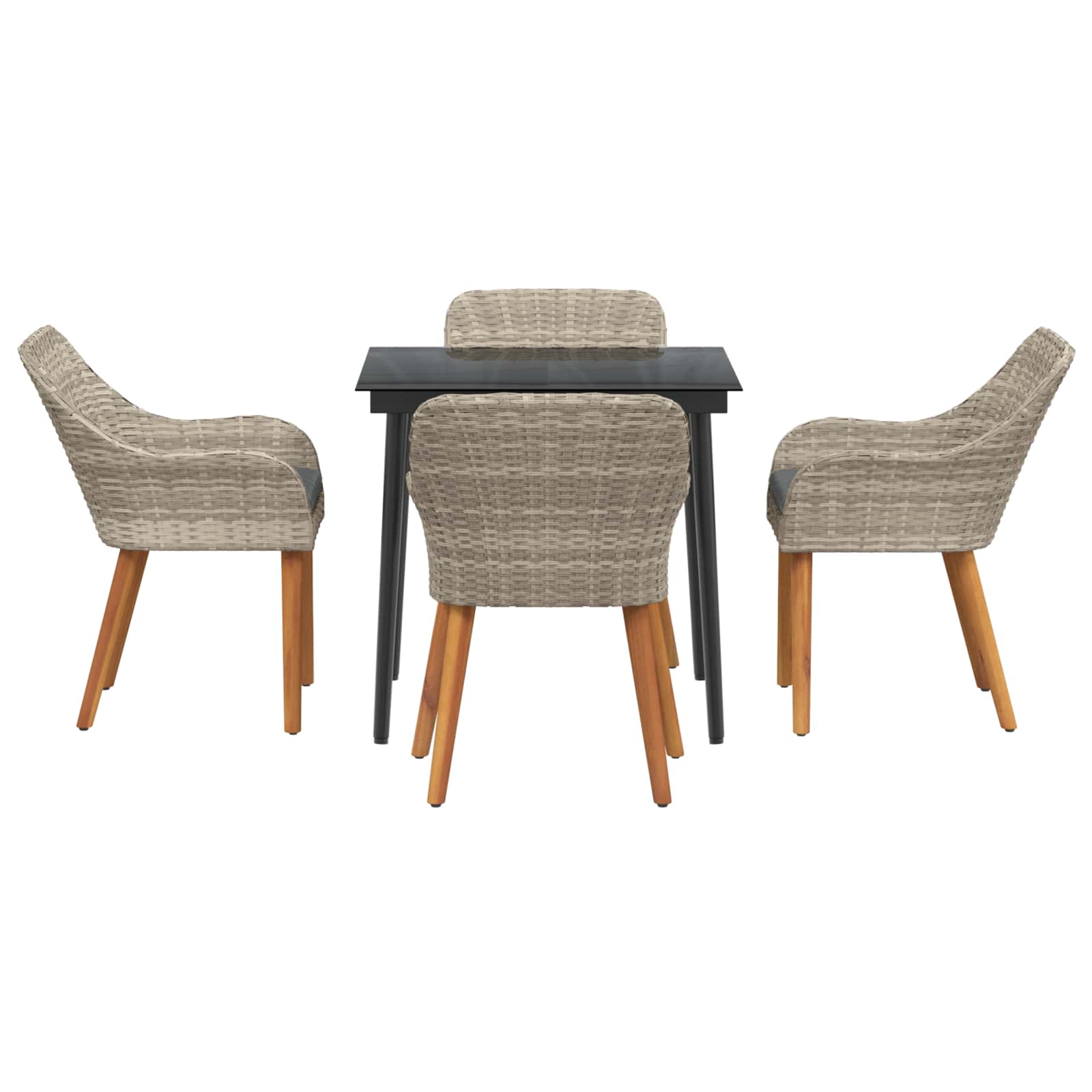 Set da Pranzo per Giardino 5 pz Grigio chiaro polyrattan