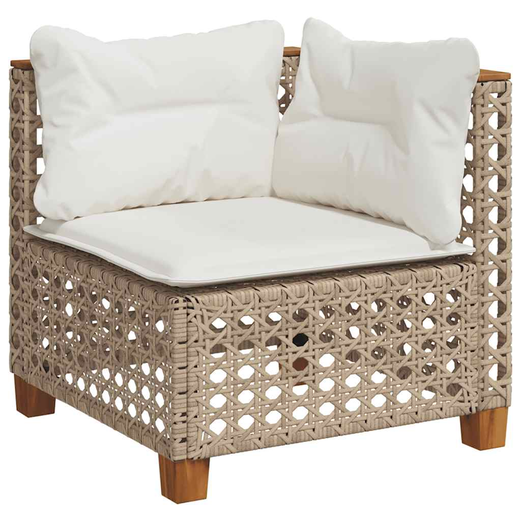 Set Divano da Giardino 5 pz con Cuscini Beige in Polyrattan