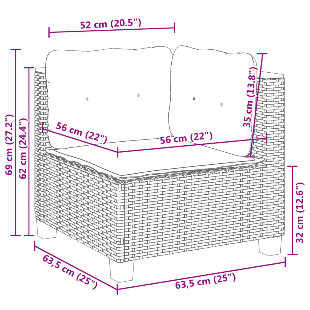 Set Divano da Giardino 5 pz con Cuscini Grigio in Polyrattan