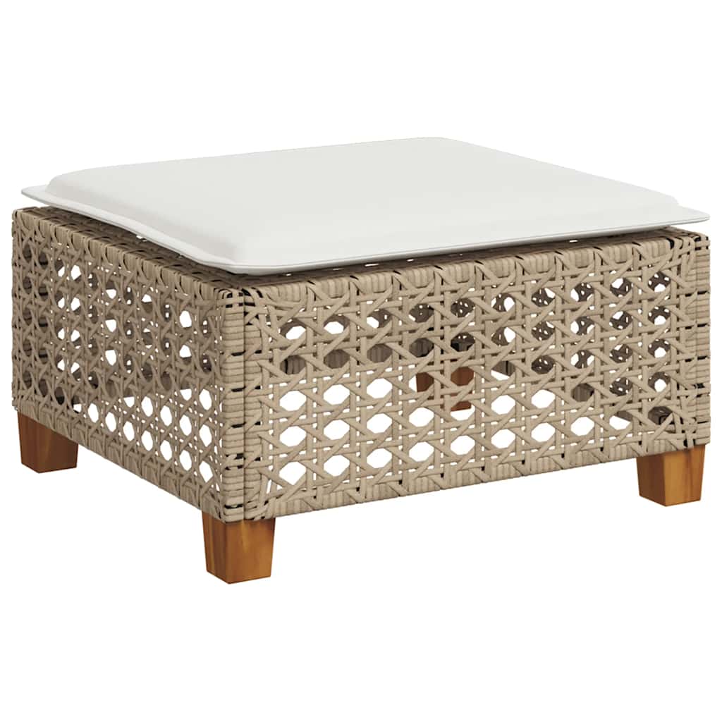 Set Divano da Giardino 5 pz con Cuscini Beige in Polyrattan