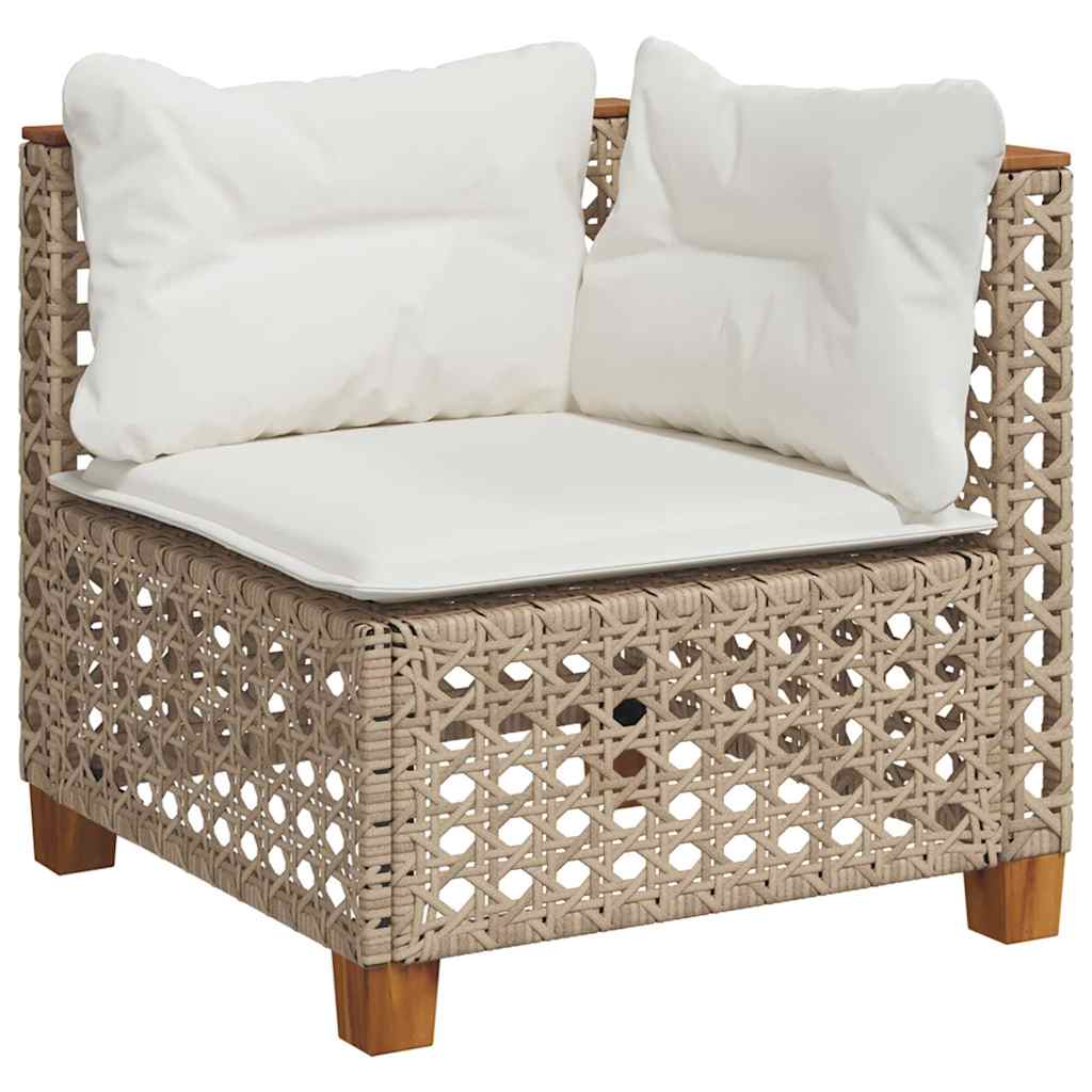 Set Divano da Giardino 4 pz con Cuscini Beige in Polyrattan