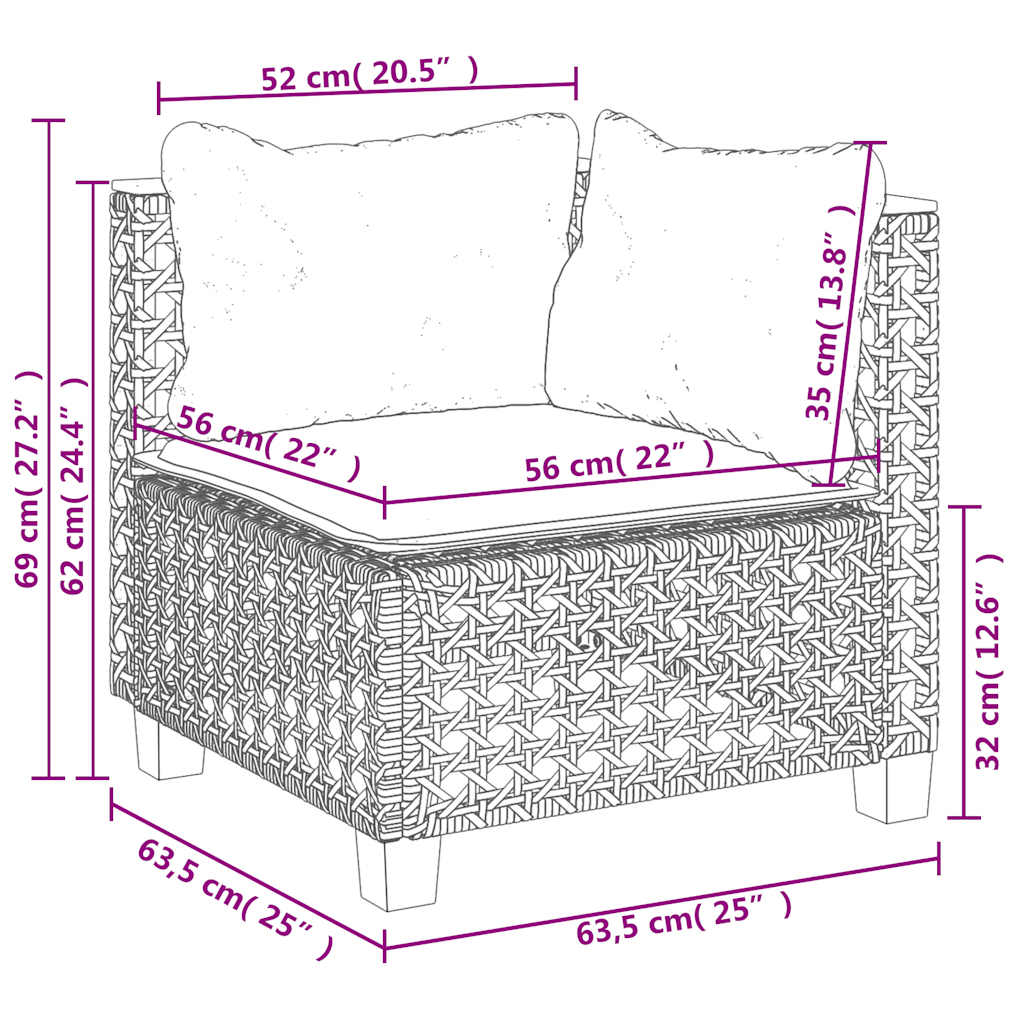Set Divano da Giardino 4 pz con Cuscini Beige in Polyrattan