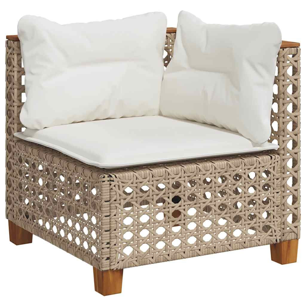 Set Divano da Giardino 5 pz con Cuscini Beige in Polyrattan