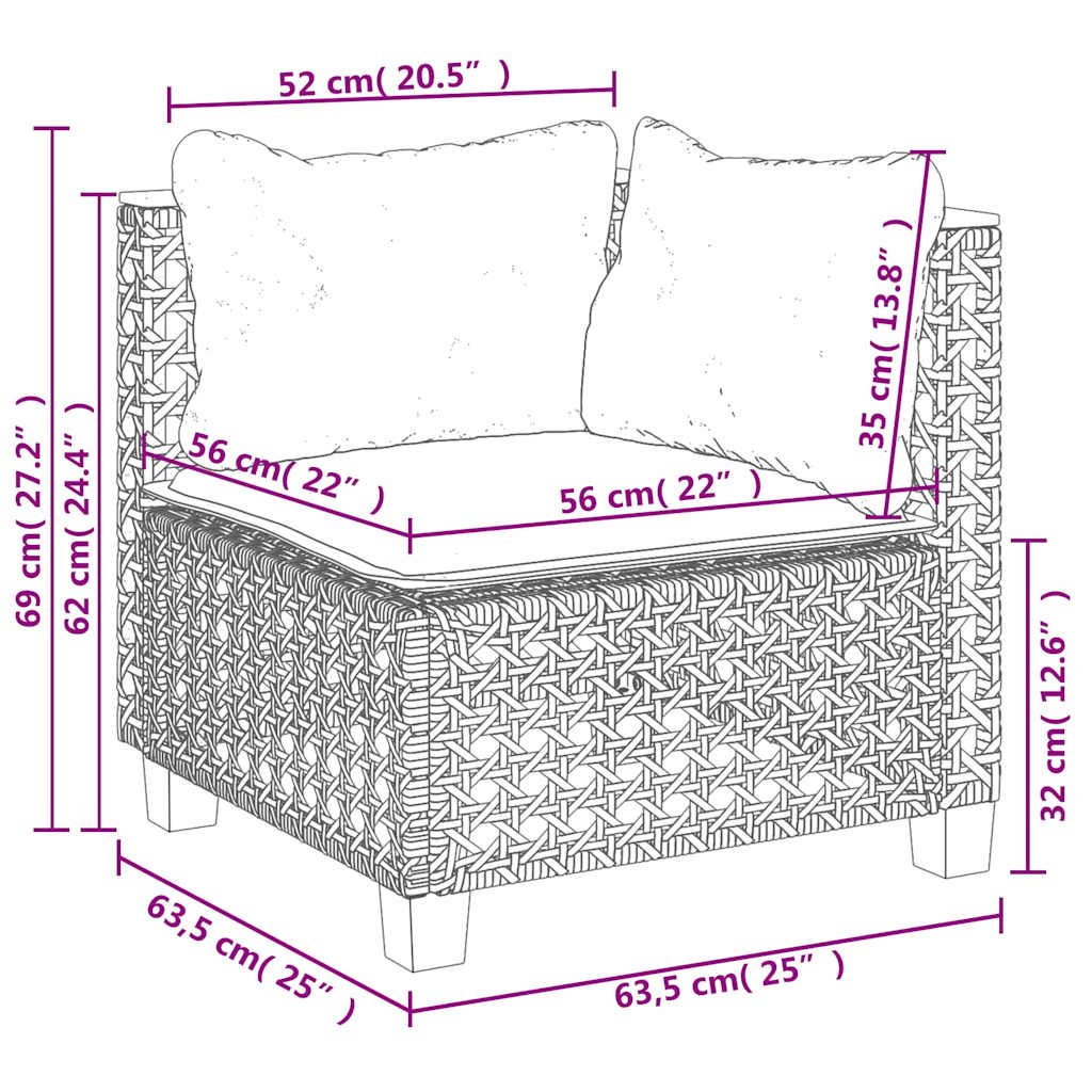 Set Divano da Giardino 5 pz con Cuscini Beige in Polyrattan