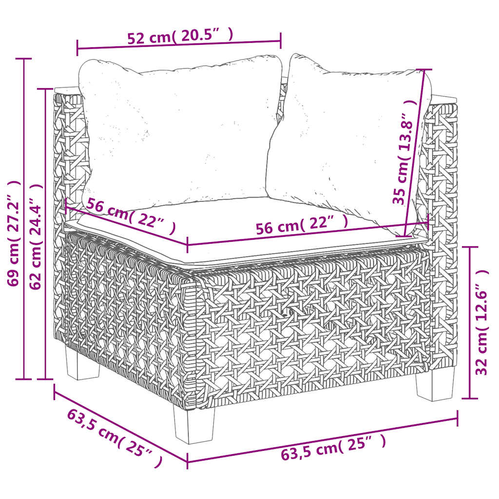Set Divano da Giardino 5 pz con Cuscini Beige in Polyrattan
