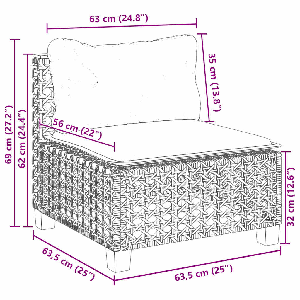 Set Divano da Giardino 5 pz con Cuscini Beige in Polyrattan