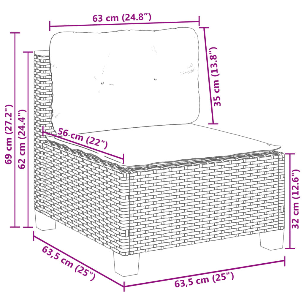 Set Divano da Giardino 6 pz con Cuscini Grigio in Polyrattan