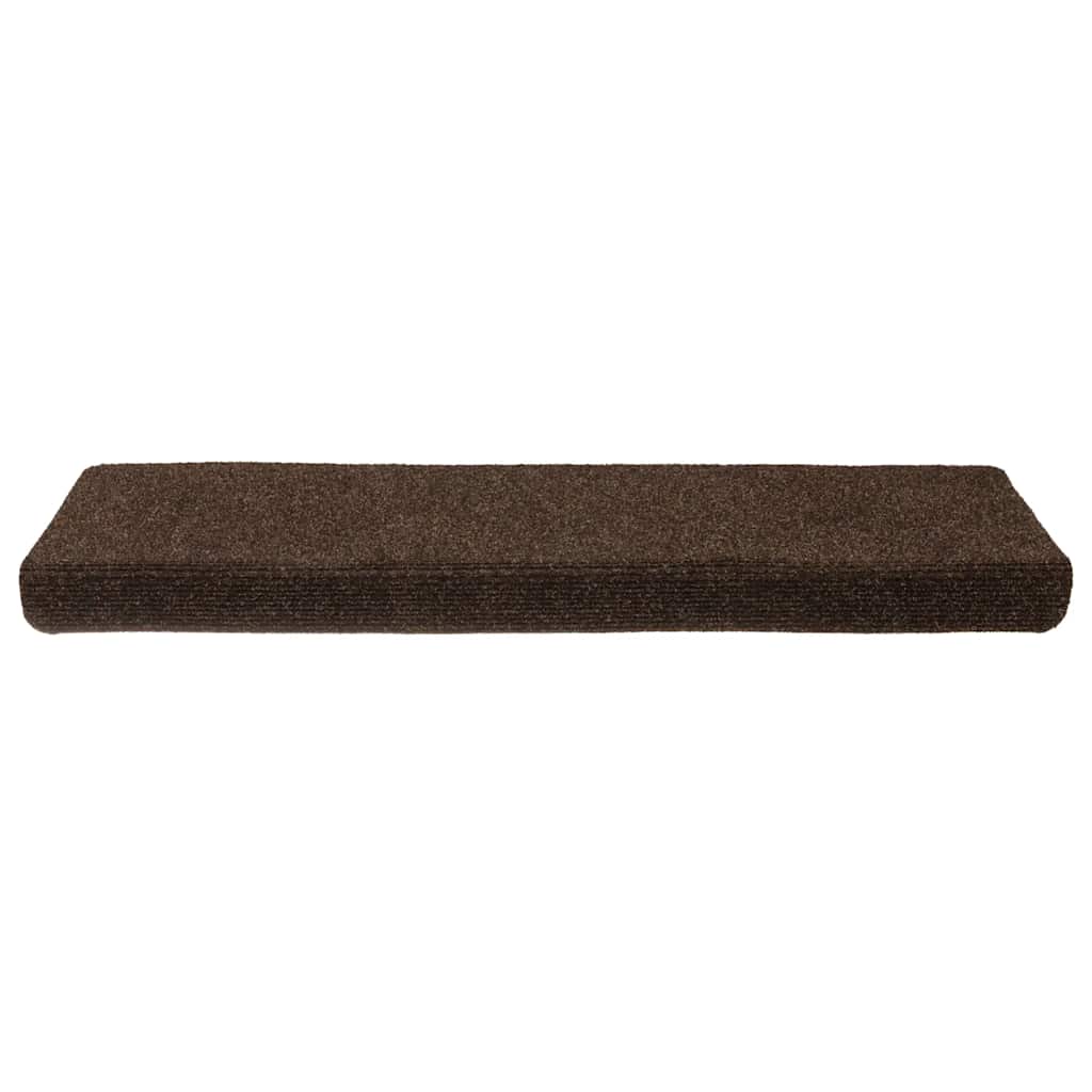 Tappetini per scale autoadesivi 15 pz 65x21x4 cm marrone bordo rettangolare