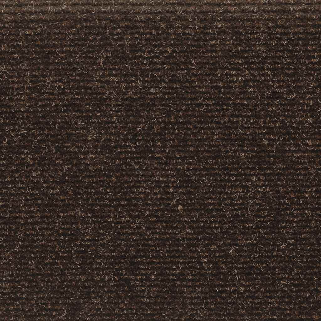 Tappetini per scale autoadesivi 15 pz 65x21x4 cm marrone bordo rettangolare