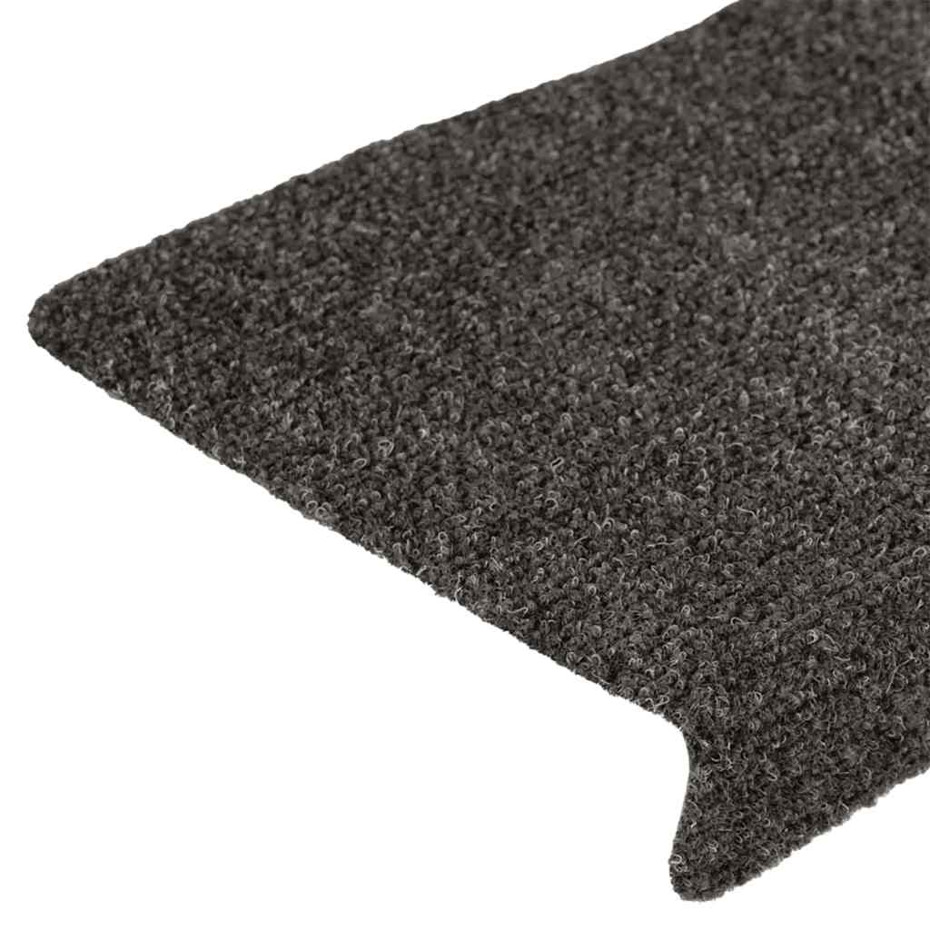 Tappetini per scale autoadesivi 15 pz 65x21x4 cm Antracite Bordo rettangolare