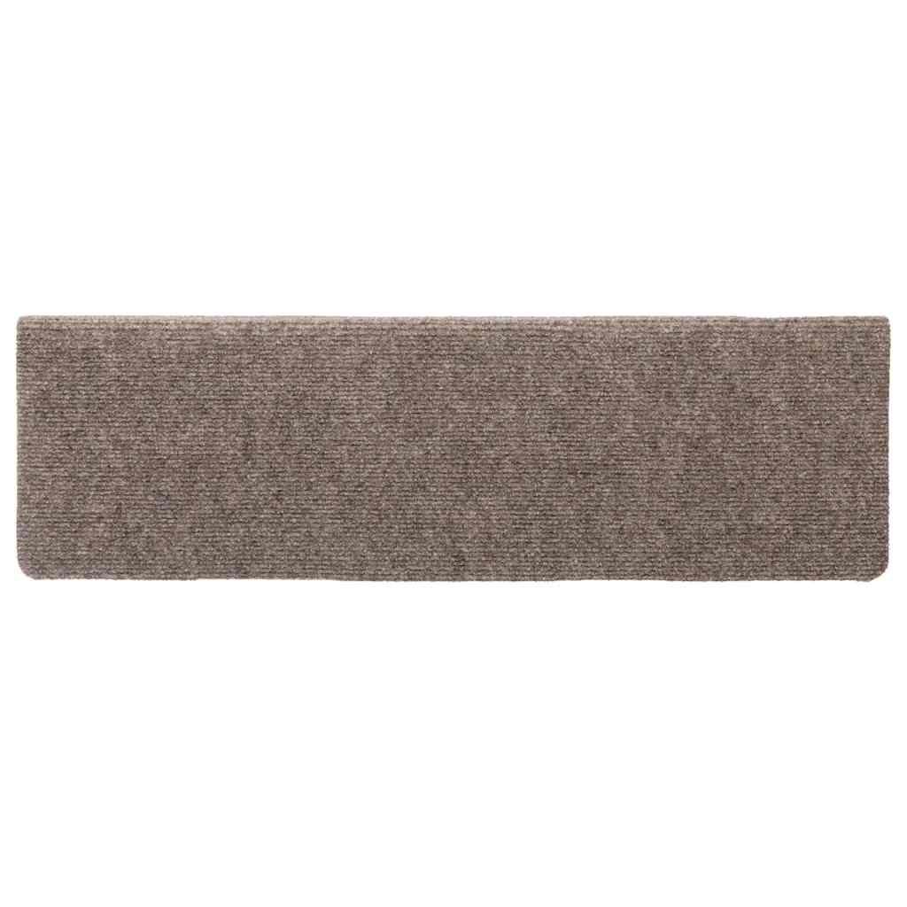 Tappetini per scale autoadesivi 15 pz 65x21x4 cm beige bordo rettangolare