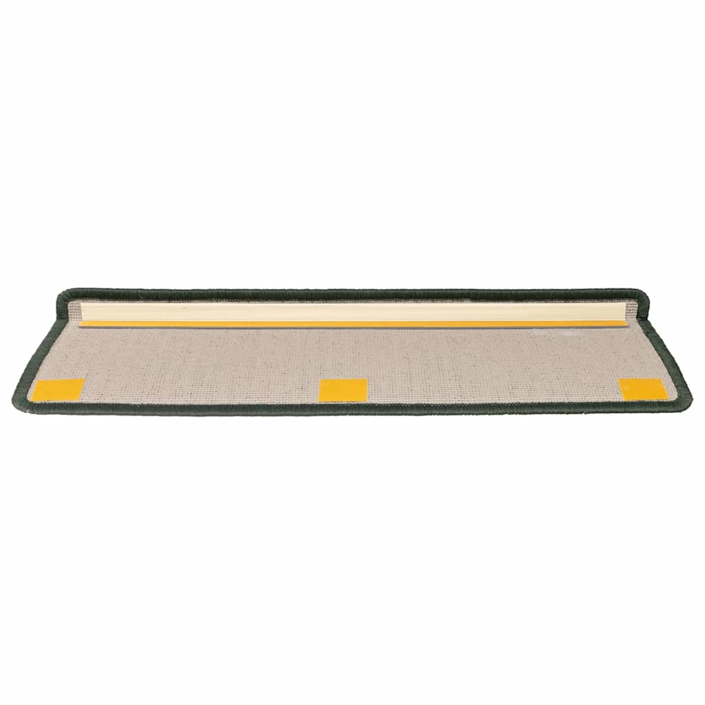 Tappetini per scale 15 pz 65x21x4 cm Verde scuro con bordo rettangolare
