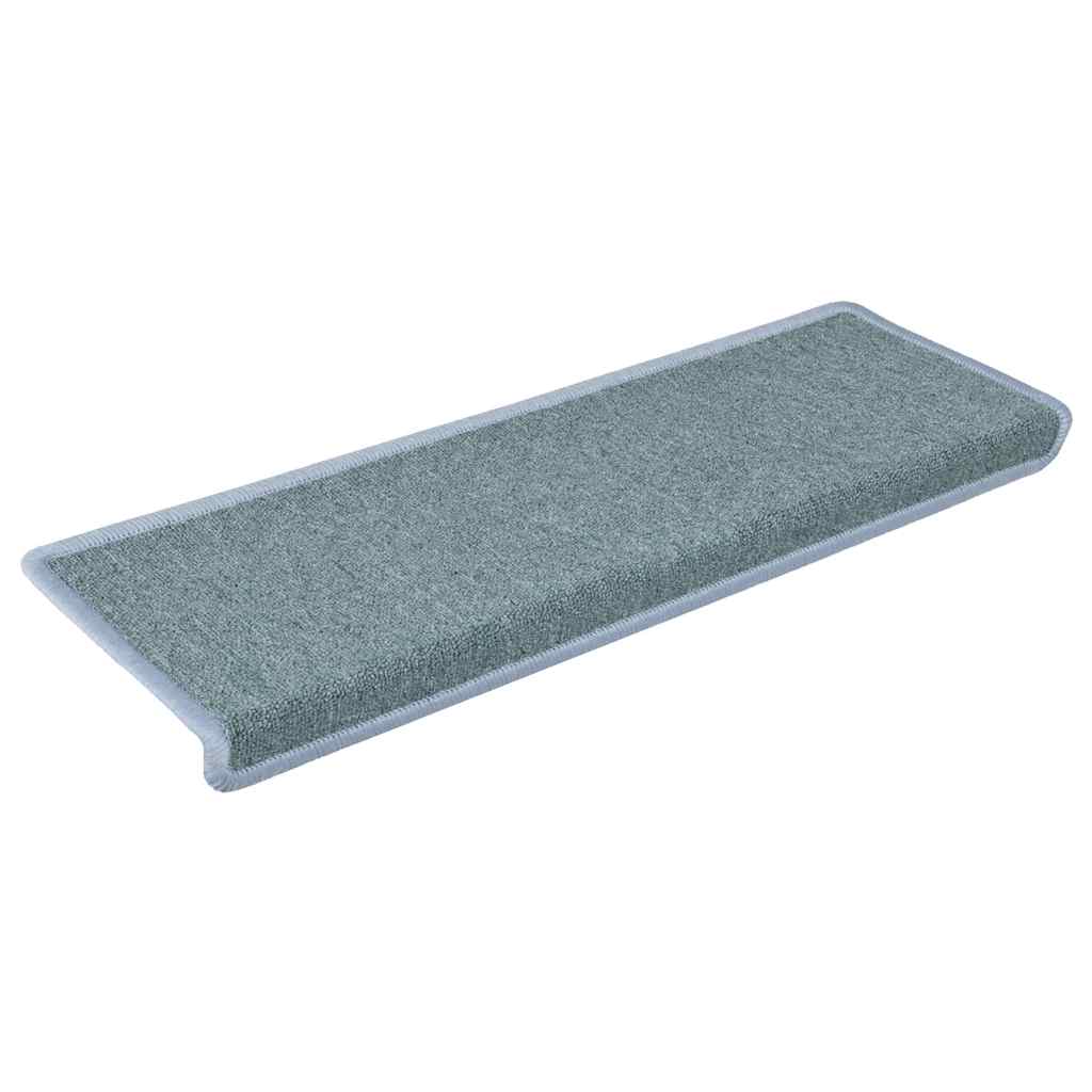 Tappetini per scale 15 pz 65x21x4 cm Blu mare con bordo rettangolare