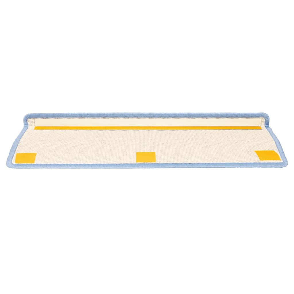 Tappetini per scale 15 pz 65x21x4 cm Blu mare con bordo rettangolare