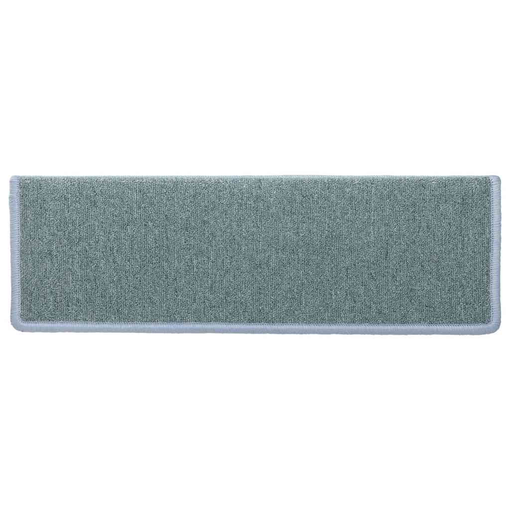Tappetini per scale 15 pz 65x21x4 cm Blu mare con bordo rettangolare