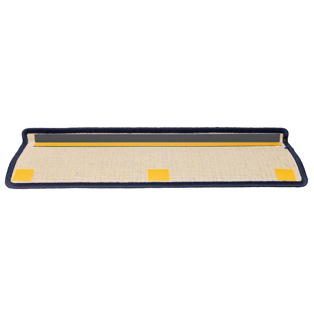 Tappetini per scale 15 pz 65x21x4 cm Grigio scuro e blu con bordo rettangolare