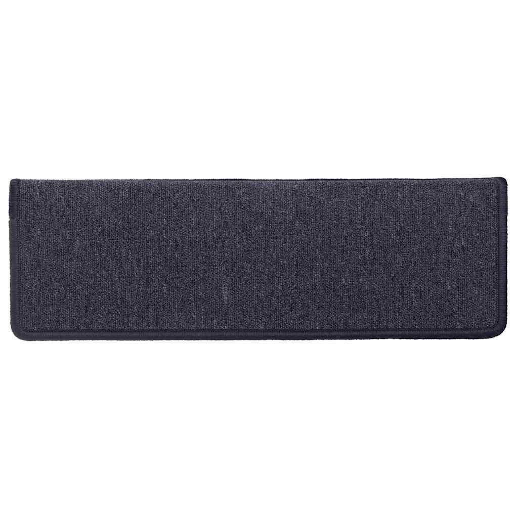 Tappetini per scale 15 pz 65x21x4 cm Grigio scuro e blu con bordo rettangolare