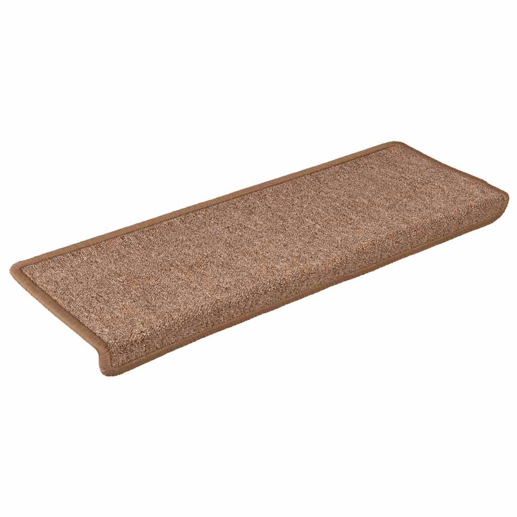 Tappetini per scale 15 pz 65x21x4 cm Marrone Bordo rettangolare