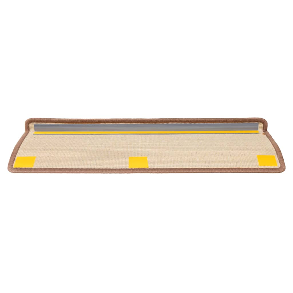 Tappetini per scale 15 pz 65x21x4 cm Marrone Bordo rettangolare