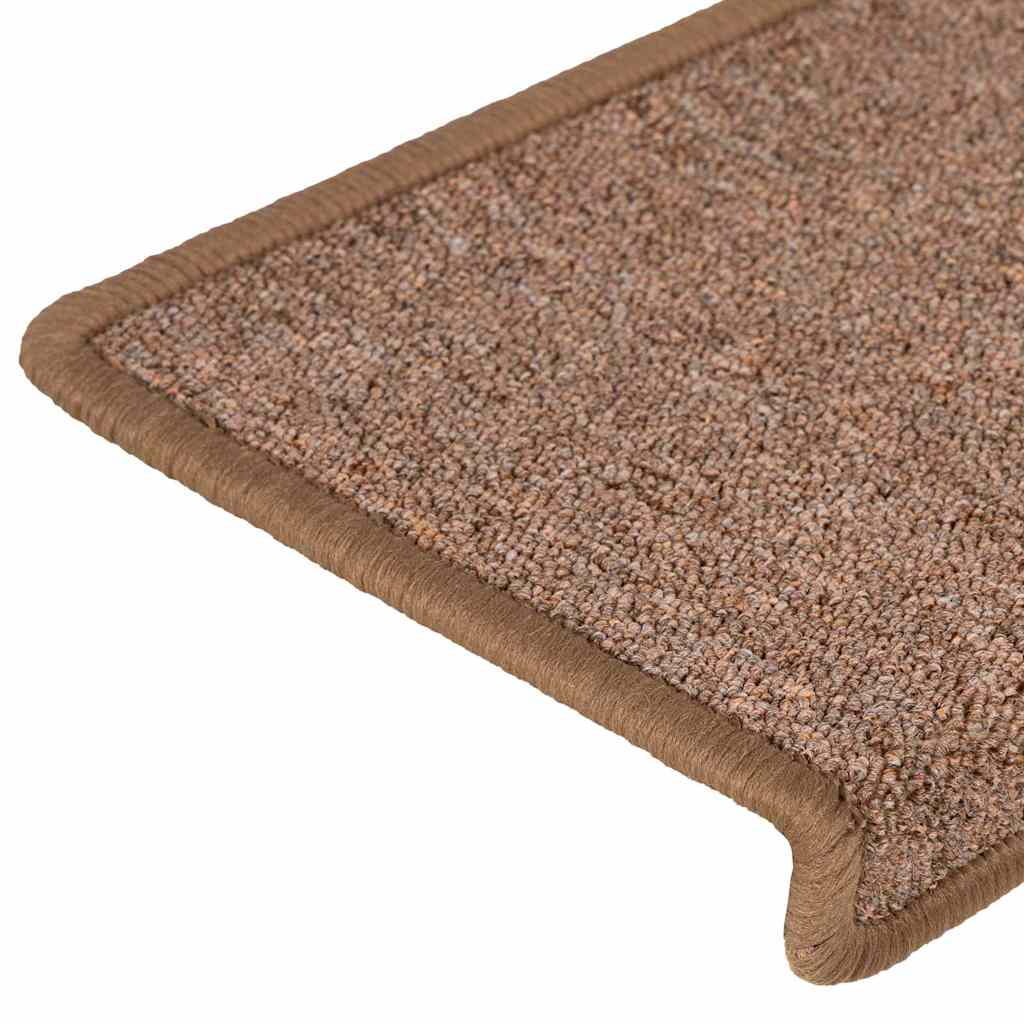 Tappetini per scale 15 pz 65x21x4 cm Marrone Bordo rettangolare