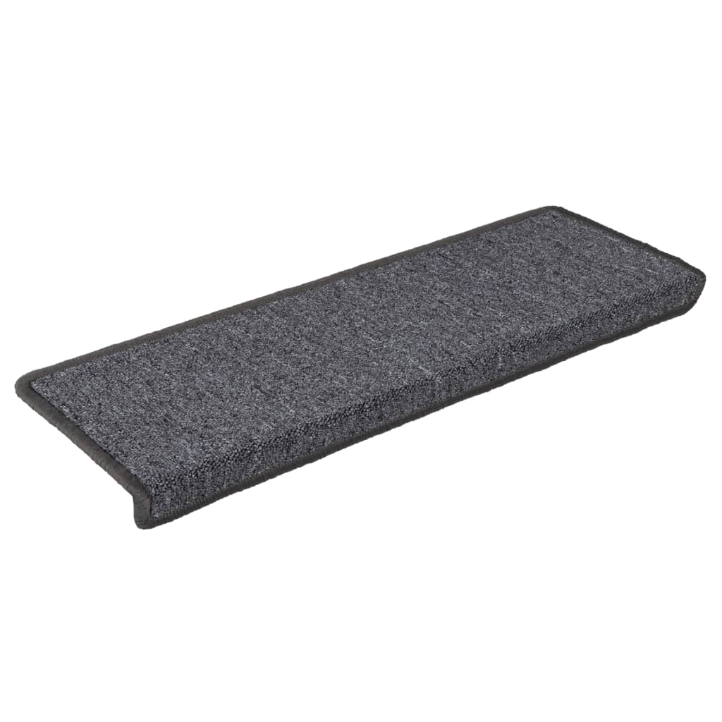 Tappetini per scale 15 pz 65x21x4 cm Grigio scuro Bordo rettangolare