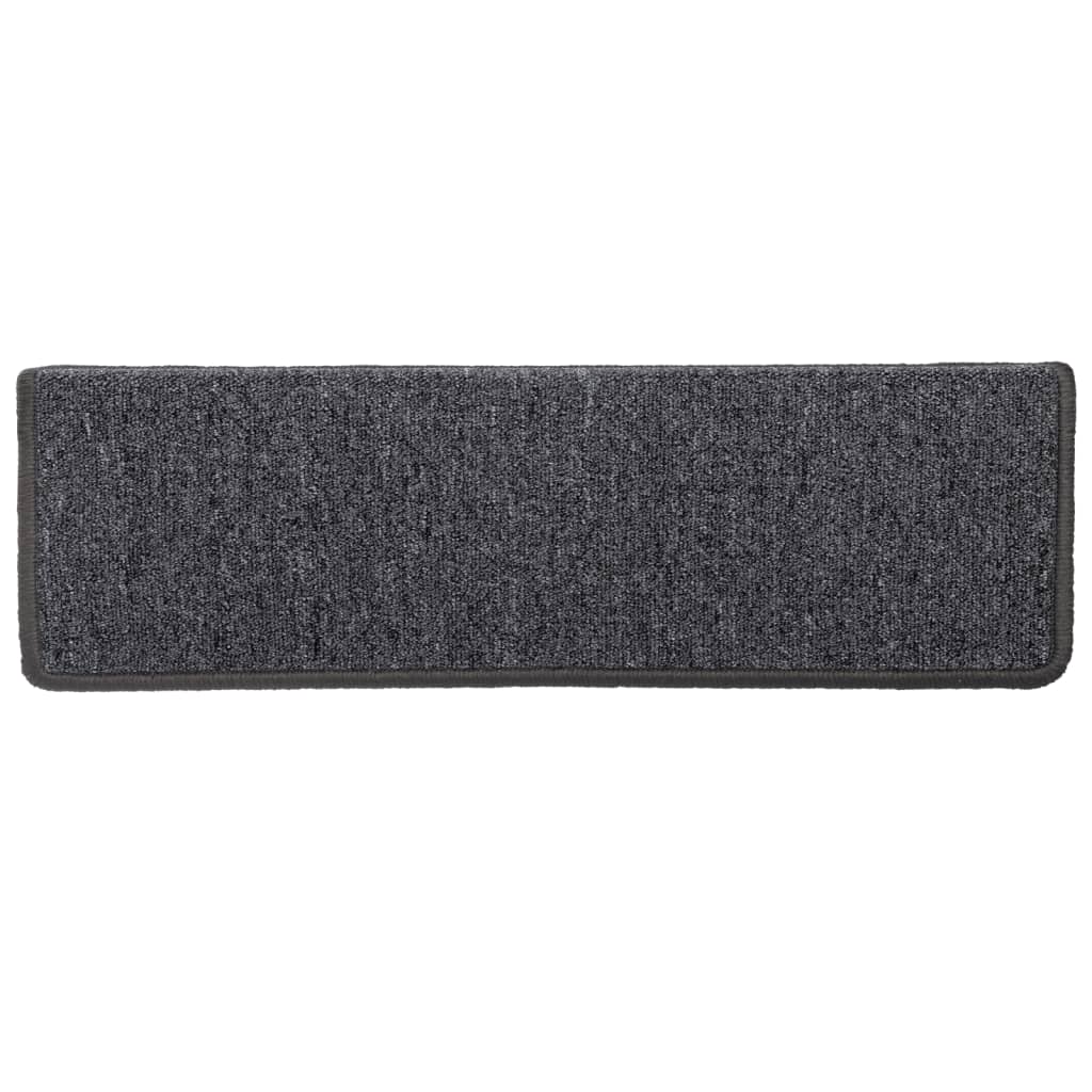 Tappetini per scale 15 pz 65x21x4 cm Grigio scuro Bordo rettangolare