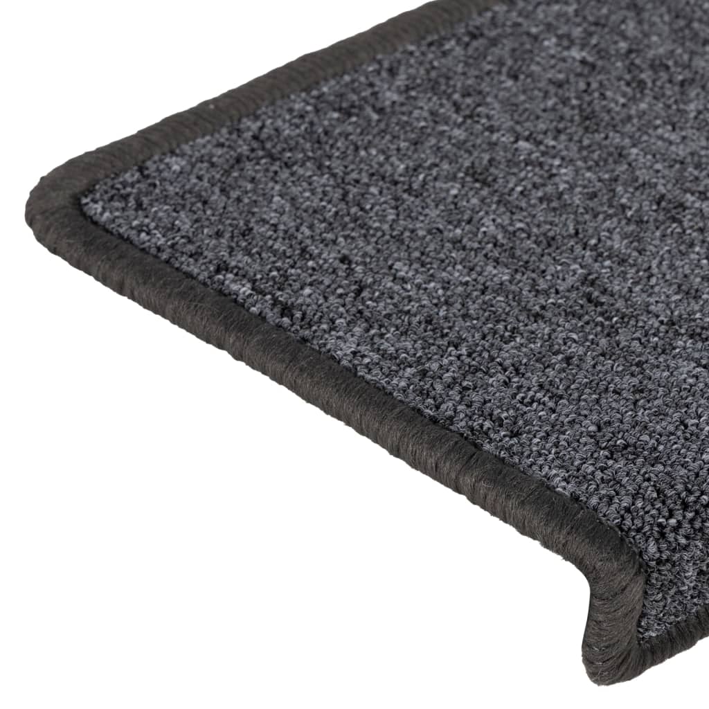 Tappetini per scale 15 pz 65x21x4 cm Grigio scuro Bordo rettangolare
