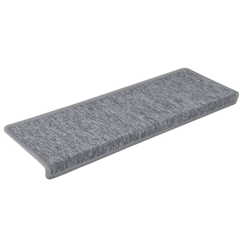 Tappetini per scale 15 pz 65x21x4 cm Grigio chiaro Bordo rettangolare