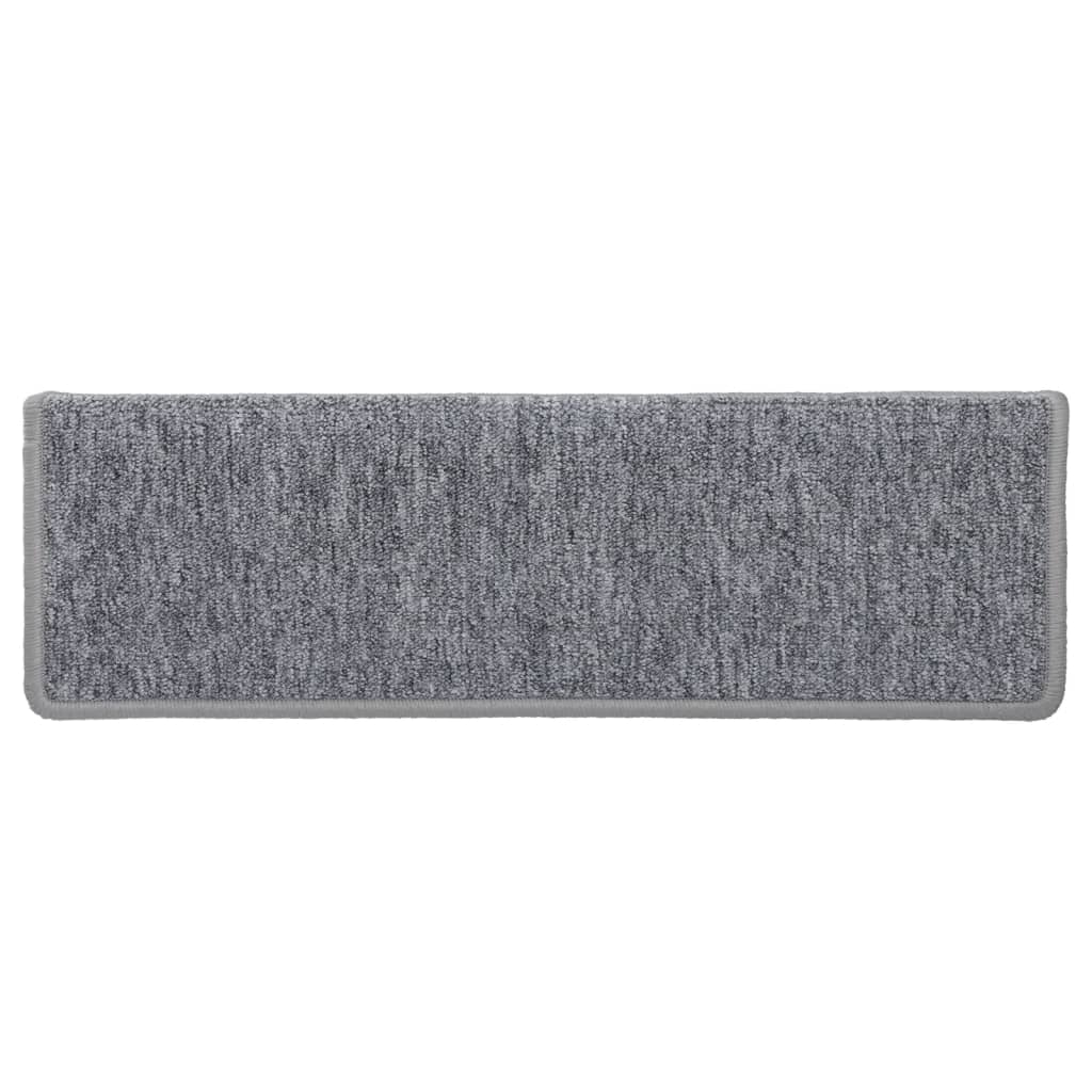 Tappetini per scale 15 pz 65x21x4 cm Grigio chiaro Bordo rettangolare