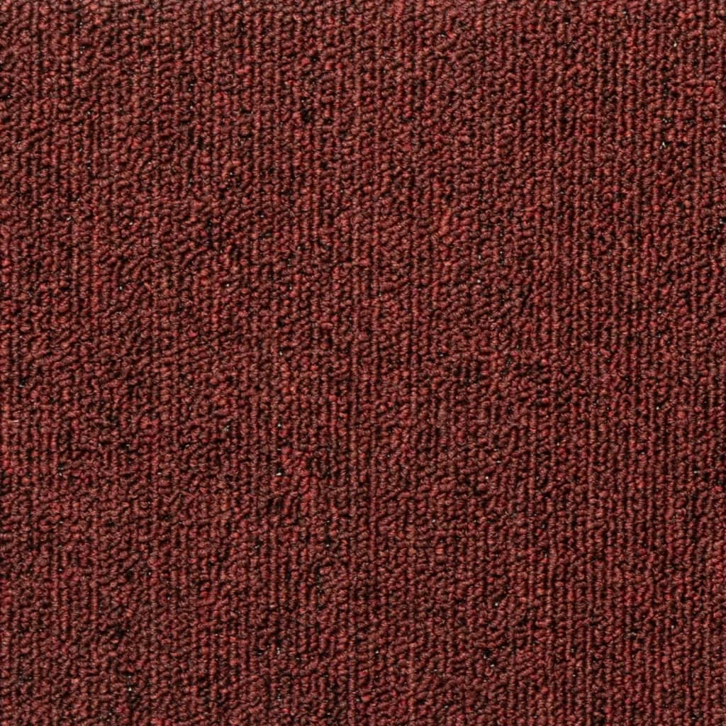 Tappetini per scale 15 pz 65x21x4 cm Bordeaux bordo rettangolare