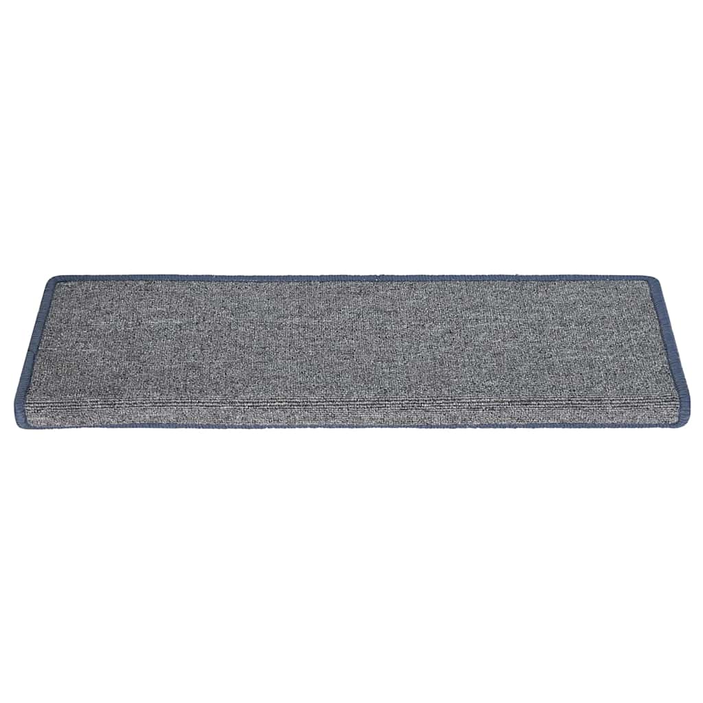 Tappetini per scale 15 pz 65x21x4 cm Grigio chiaro e blu con bordo rettangolare