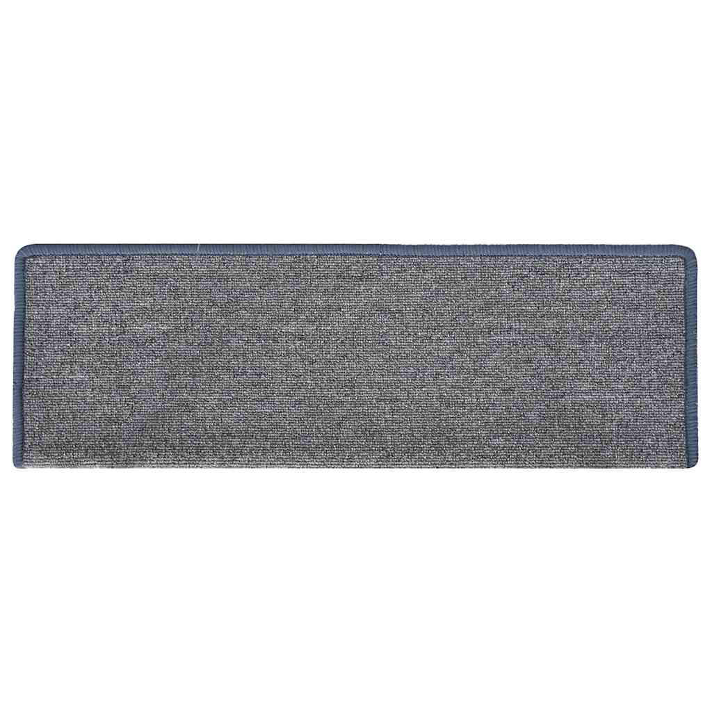 Tappetini per scale 15 pz 65x21x4 cm Grigio chiaro e blu con bordo rettangolare