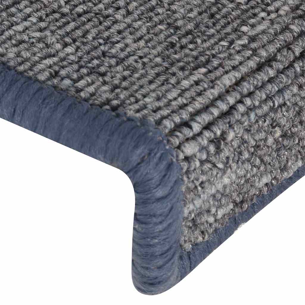 Tappetini per scale 15 pz 65x21x4 cm Grigio chiaro e blu con bordo rettangolare
