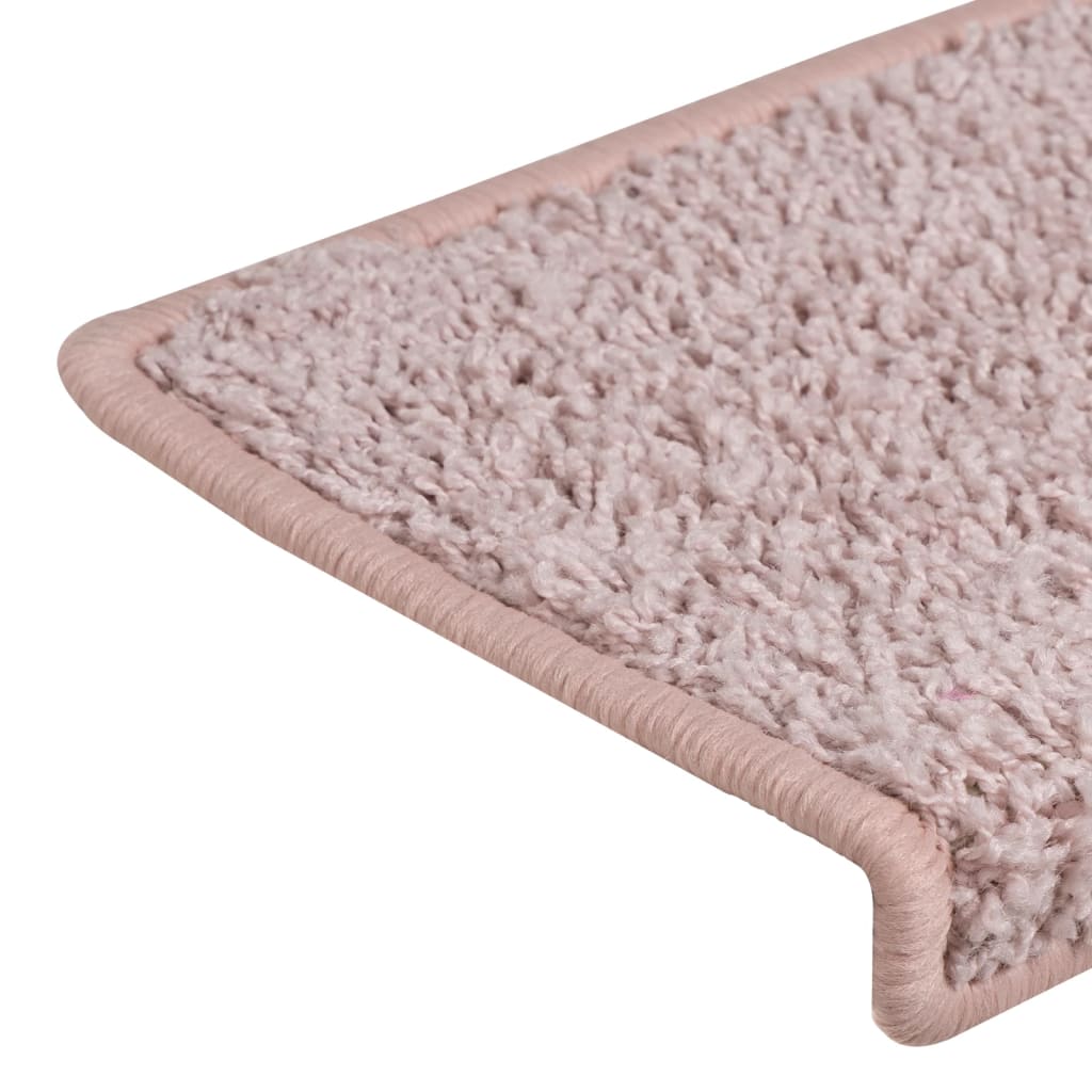 Tappetini per scale 15 pz 65x21x4 cm Rosa chiaro con bordo rettangolare